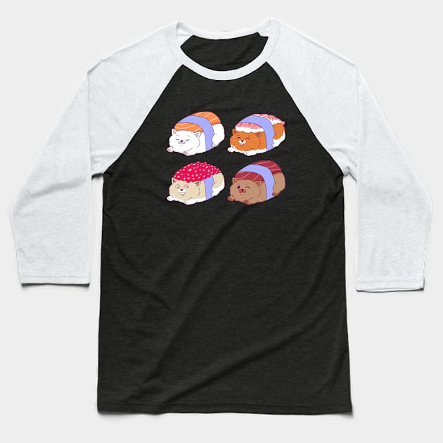 Sushi Cat Baseball T-Shirt by Illustrasikuu